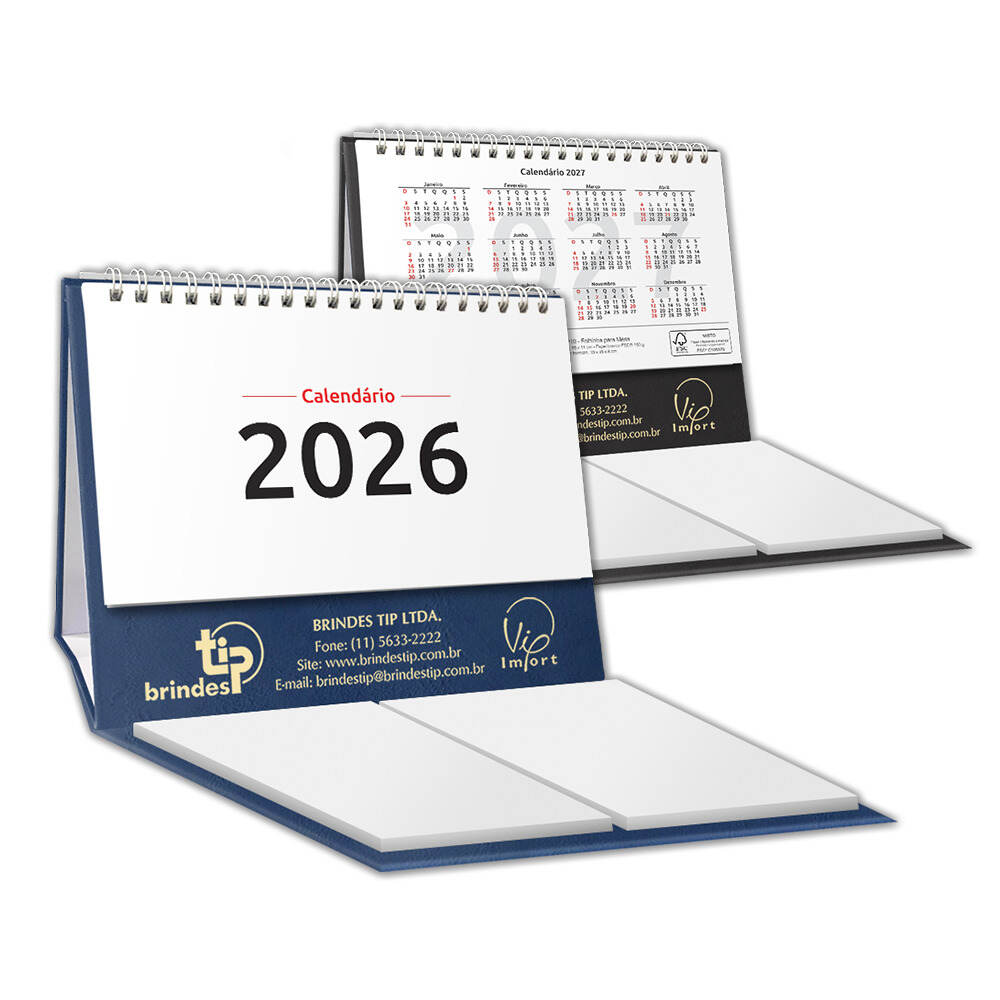 Calendário Personalizado Folhinha Capa Dura c/ Garratip p/ Mesa c/ Bloco capa Lagos 211LA