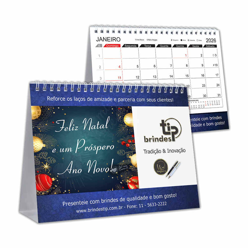 Calendário Personalizado Folhinha Impressa c/ Garratip p/ Mesa 168BX