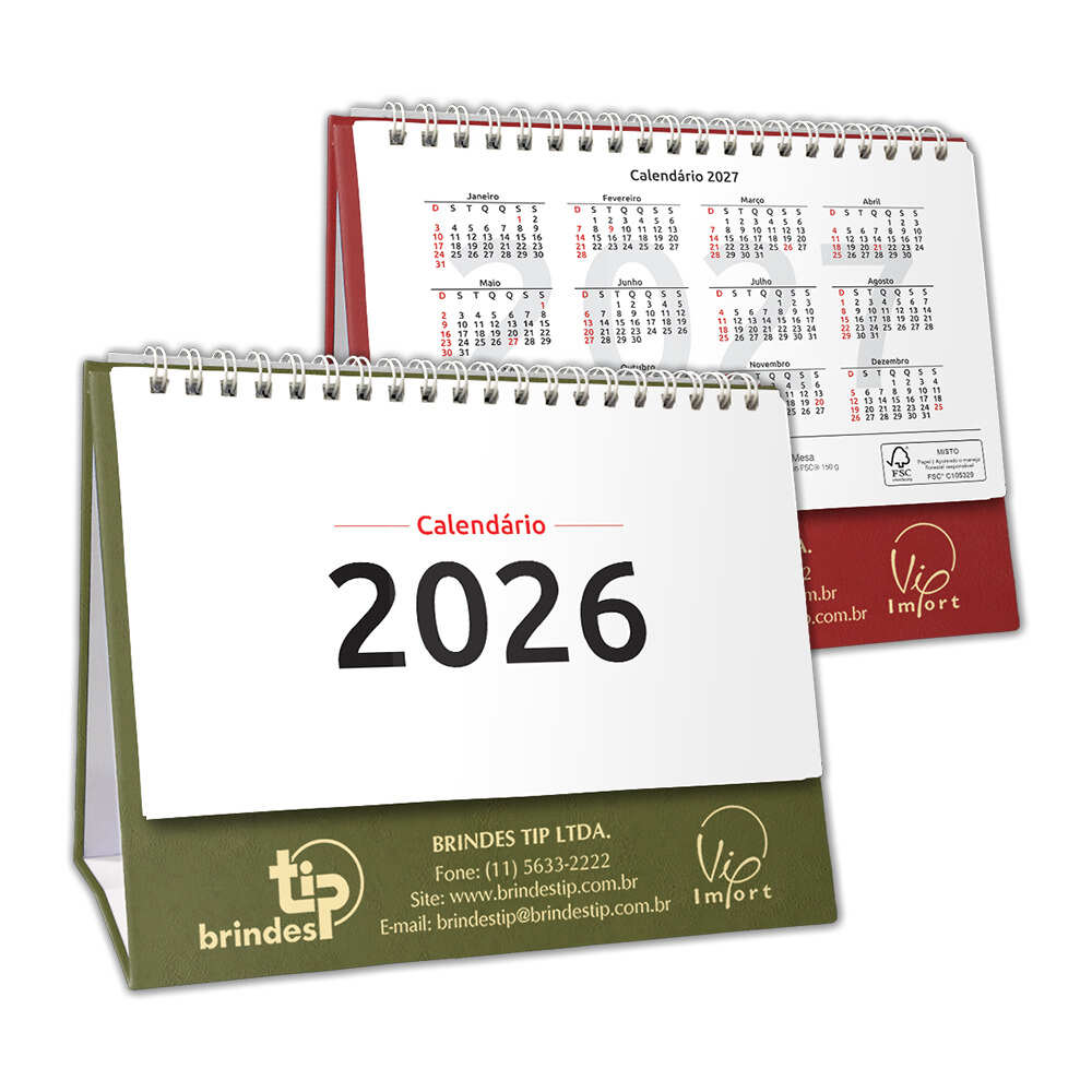 Calendário Personalizado Folhinha Capa Dura c/ Garratip p/ Mesa capa Lagos 210LA